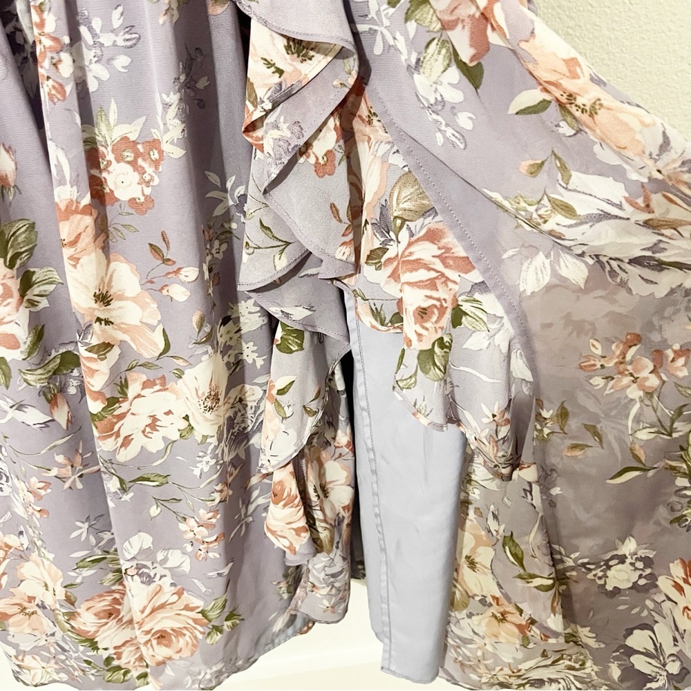 NEW Free People ASTR The Label Kiana Purple Floral Ruched Midi Dress Size Small - Picture 5 of 8
